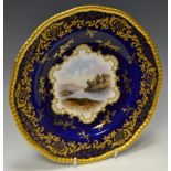 A Coalport cabinet plate painted with a scene of Loch Lomand, by C. Taylor, signed, printed marks c.