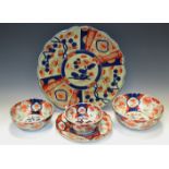 Japanese Imari bowl with hardwood stand, others, charger etc; Drinking glasses- a wine glass,