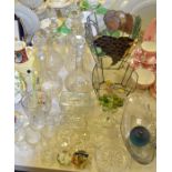 Glassware - 19th century and later clear glass decanters, table salts, dishes,