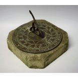 An 18th century style sundial, shaped and pierced gnomon, 19.