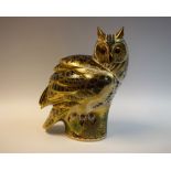 A Royal Crown Derby paperweight, Prestige Long Eared Owl, modelled by Donald Brindley,