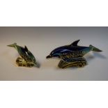 A Royal Crown Derby paperweight, Lyme Bay Dolphin Mother, exclusive signature edition for Goviers,