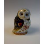 A Royal Crown Derby paperweight, Daybreak Owl, gold stopper, 13.