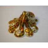 A Royal Crown Derby paperweight, Octopus, exclusive gold signature edition, gold stopper,