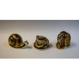 A Royal Crown Derby paperweight, Garden Snail, limited edition 3666/4500, gold stopper,