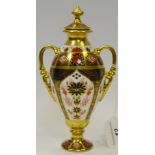 A Royal Crown Derby 1128 pattern twin handled ewer, with cover,