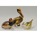 A Royal Crown Derby paperweight, Brown Pelican, printed marks to base,