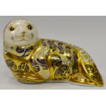 A Royal Crown Derby paperweight, Harbour Seal printed marks to base,
