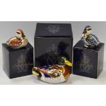 A Royal Crown Derby paperweight Mallard Duck, gold stopper,