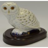 A Royal Crown Derby paperweight, Snowy Owl, printed marks to base, gold stopper,