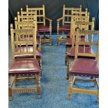 ***LOT WITHDRAWN***A set of ten Rupert Griffiths Arts and Crafts inspired oak chairs,