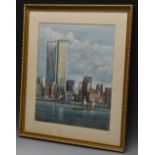 Michael Crawley (contemporary) The Twin Towers, World Trade Centre, New York signed,