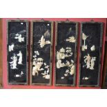 A set of four Chinese lacquer and abalone panels