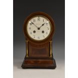 An Edwardian mahogany drum head mantel clock, 11cm convex enamel dial inscribed Pearce & Sons [Ltd],