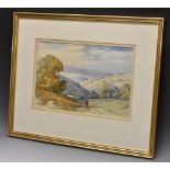 John Callow (1822 - 1878) Alone in the Landscape signed in pencil to mount, watercolour,