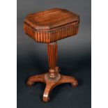 An early Victorian mahogany fluted canted rectangular teapoy,