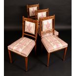 A set of four 19th century rosewood Boulle and brass marquetry salon chairs, rectangular backs,