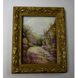 A Derby rectangular plaque, painted by John Porter Wale, signed, with cottage, in summer,