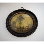 A George III silkwork oval picture,