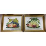 A pair of English porcelain plaques, painted by William Rayworth, signed, with apple,