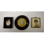 English School, 19th century, a portrait miniature, of a young lady, her hair in ringlets,