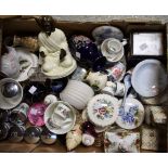 Ceramics and Glass - a Royal Albert Old Country Roses mantel clock; Coalport trinket boxes,