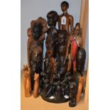 Tribal Art - carved African figures, busts,