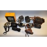 Cameras - a Hanimex 80-200mm zoom lens; assorted cameras, including Kowa 35W,