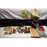 Boxes and Objects - a Rolls Royce postage stamp/seal; others similar;