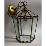 A brass hanging lamp