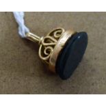 A 9ct gold and bloodstone Albert fob