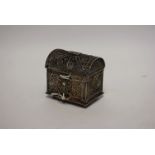 A late 19th century Indian white metal filigree table-top casket, of small proportions,