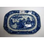 A Chinese canted rectangular meat plate,
