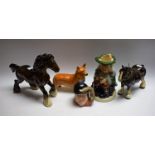 A Beswick Corgi model; a Beswick Shire horse; Royal Doulton character jug,