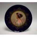 A 19th century Vienna circular plate, painted by J.