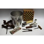 Boxes and Objects - a corkscrew; an ice bucket;