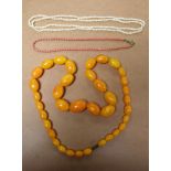 Costume Jewellery - amber coloured beads;