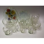 Glassware - Art Deco style glass trifle bowls; conforming dessert bowls; etched glasses;