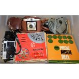 Photographic Equipment - a Voigtlander Brilliant camera in leather case; others,