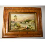 An English porcelain rectangular plaque, possibly Davenport, painted by Ablott,