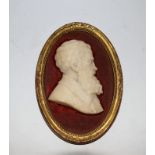 A 19th century Italian Grand Tour marble portrait profile, of Michelangelo, after Enea Vico,