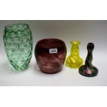 A Loetz type iridescent uranium glass spiral shaped bottle vase,