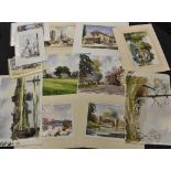 An interesting folio of watercolours, mostly landscape subjects,