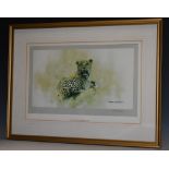 David Shepherd, by and after, Leopard on a Branch, signed, limited edition lithographic print,
