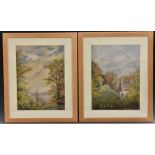 Barbara Jones (contemporary) A Pair, Landscapes signed, pastel sketches, 41cm x 29.