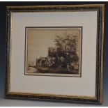 Continental School Dutch Cottages attributed to Rembrandt van rijn to verso, watercolour, 18cm x 21.