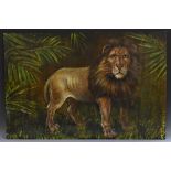British School (20th century) The Proud Lion oil on board, sketch to verso, 61cm x 91.