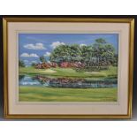 Bill Waugh Little 'Gator', the Dunes Golf and Beach Club signed, gouache,