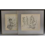 Anthony Johnson A Pair, Studies, Artist and Models signed, pencil, 37cm x 42cm,