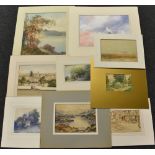 A Portfolio of 19th and 20th century watercolours, many signed.